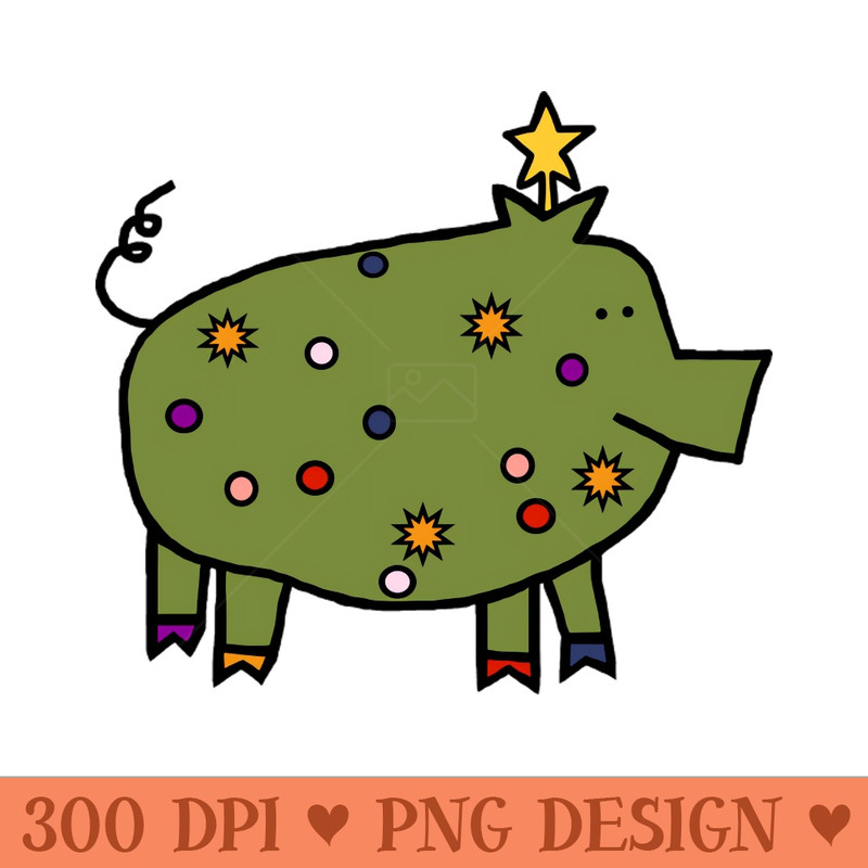 Funny Christmas Tree Pig - PNG Printables - Professional Design