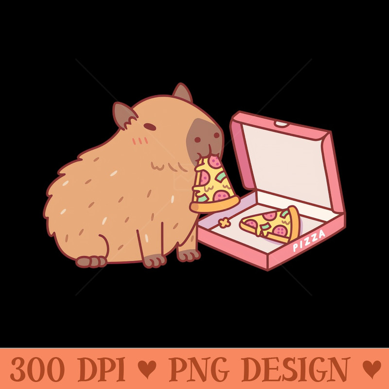 Cute Capybara Eating Pizza - Transparent PNG - Variety