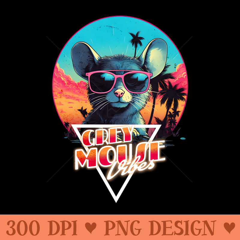 Retro Wave Chillout Grey Mouse Vibes - Vector PNG Download - Customer Support