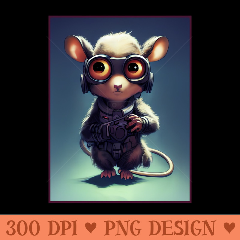 Mouse with gadgets - Digital PNG Download - Convenience