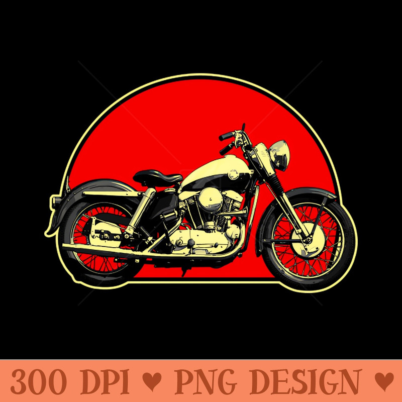 1957 Harley-Davidson Sportster Retro Red Circle Motorcycle - - High Quality 300 DPI