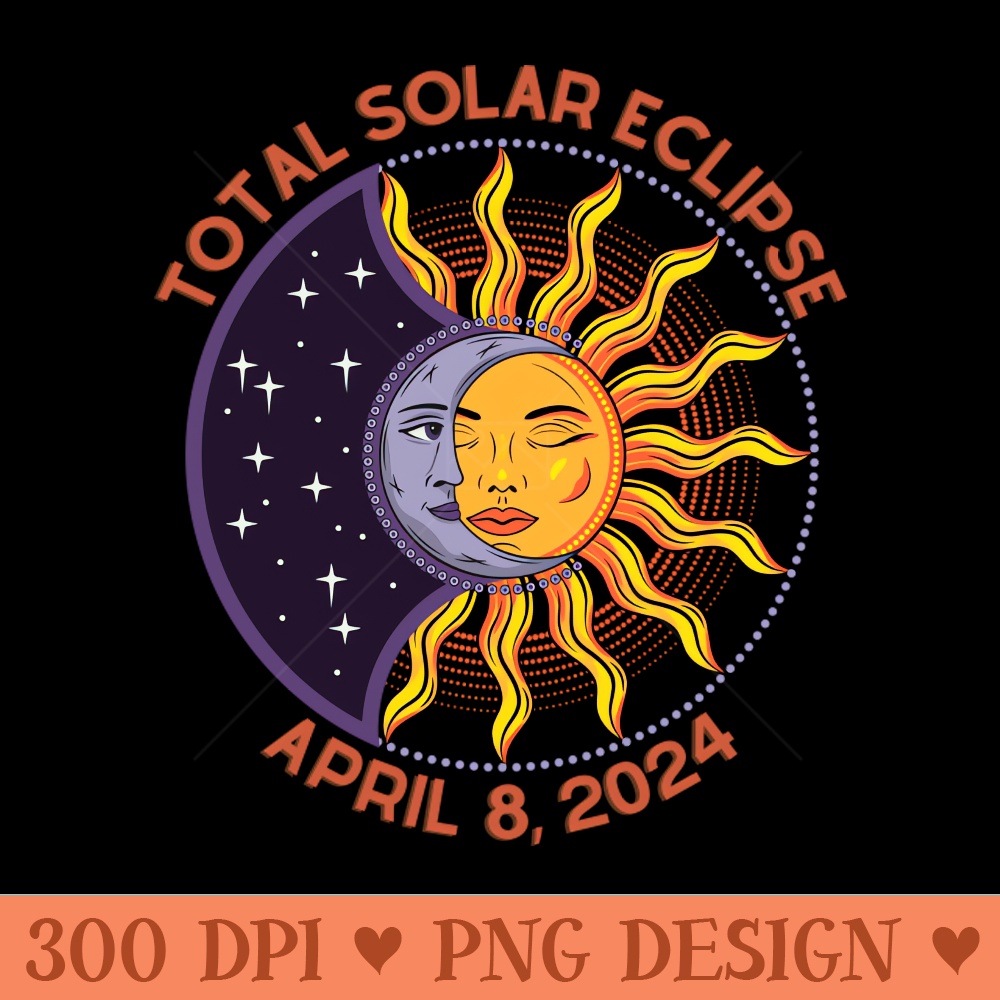 Total Solar Eclipse April 8, 2024 Celestial Sun Moon - Digital PNG Art - Convenience