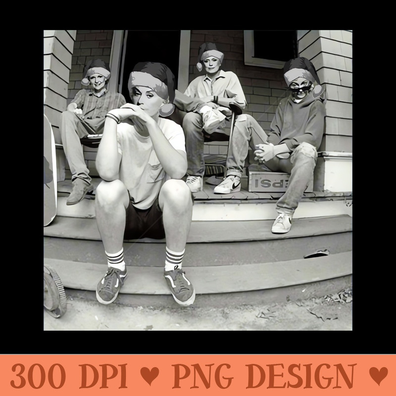 Golden Girls Christmas Black And White - PNG Image Downloads - High Quality 300 DPI