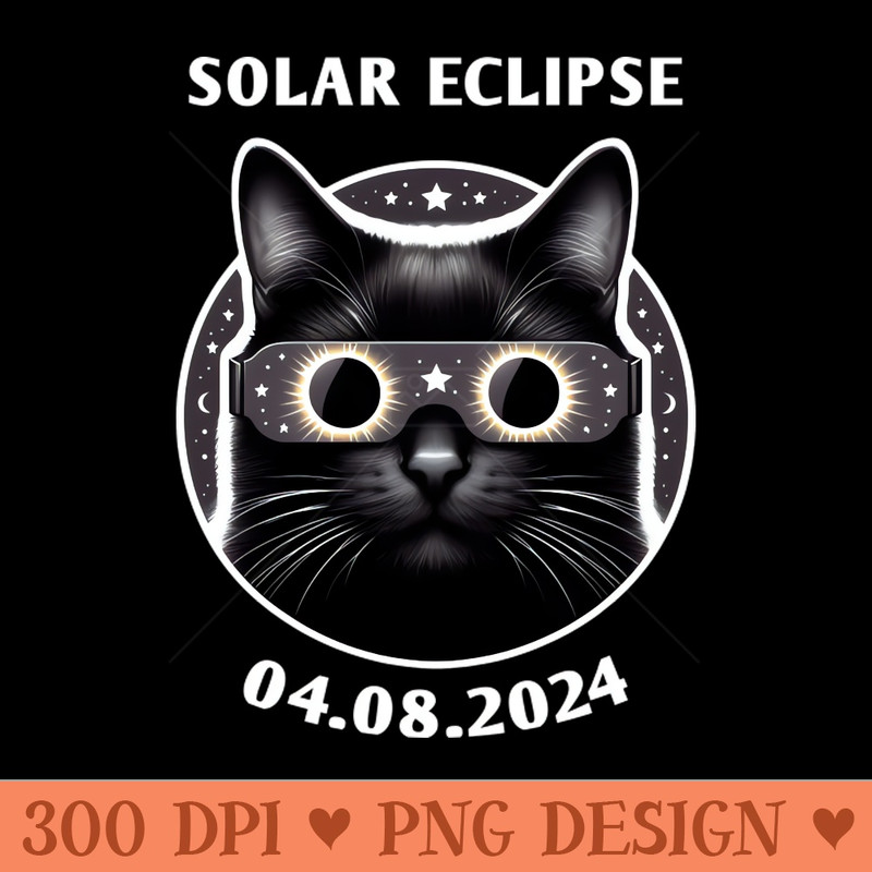 Total Solar Eclipse 2024 - A Cat Wearing Solar Eclipse Glasses - Vector PNG Download - Flexibility