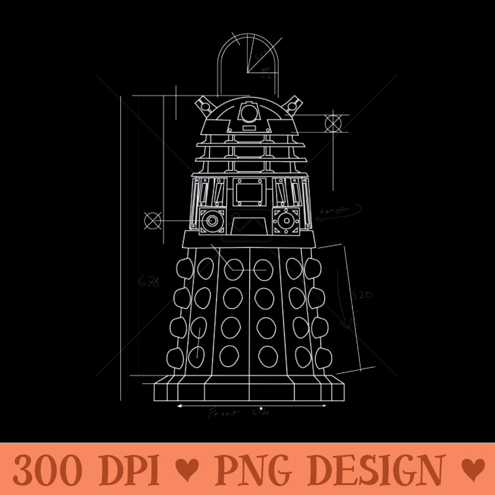 Doctor Who Dalek Blueprint TV SHOW - Digital PNG Graphics - Good Value