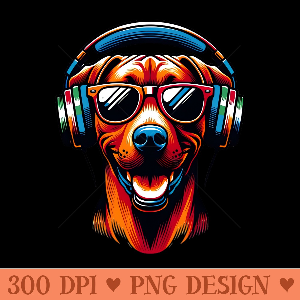 Smiling Rhodesian Ridgeback DJ in Japanese Art Harmony - Sublimation PNG Designs - Good Value