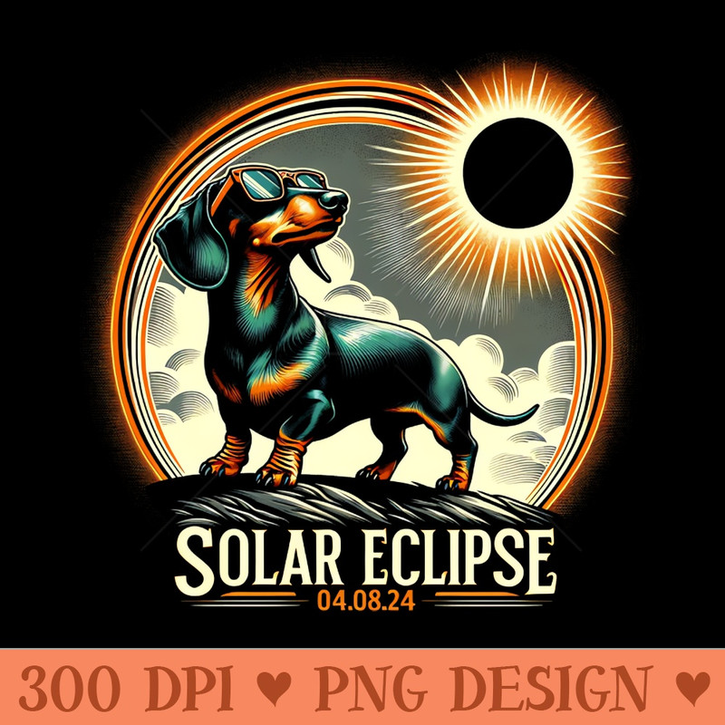 Dazzling Dachshund Eclipse Unique Tee with Adorable LongHaired Dachshunds -  - High Quality 300 DPI