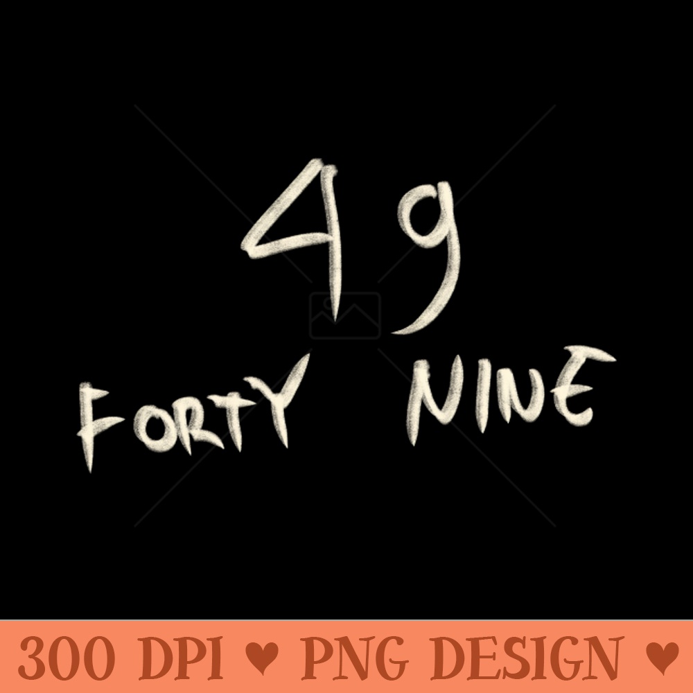 Hand Drawn Letter Number 49 Forty Nine - PNG Download Store - Unique