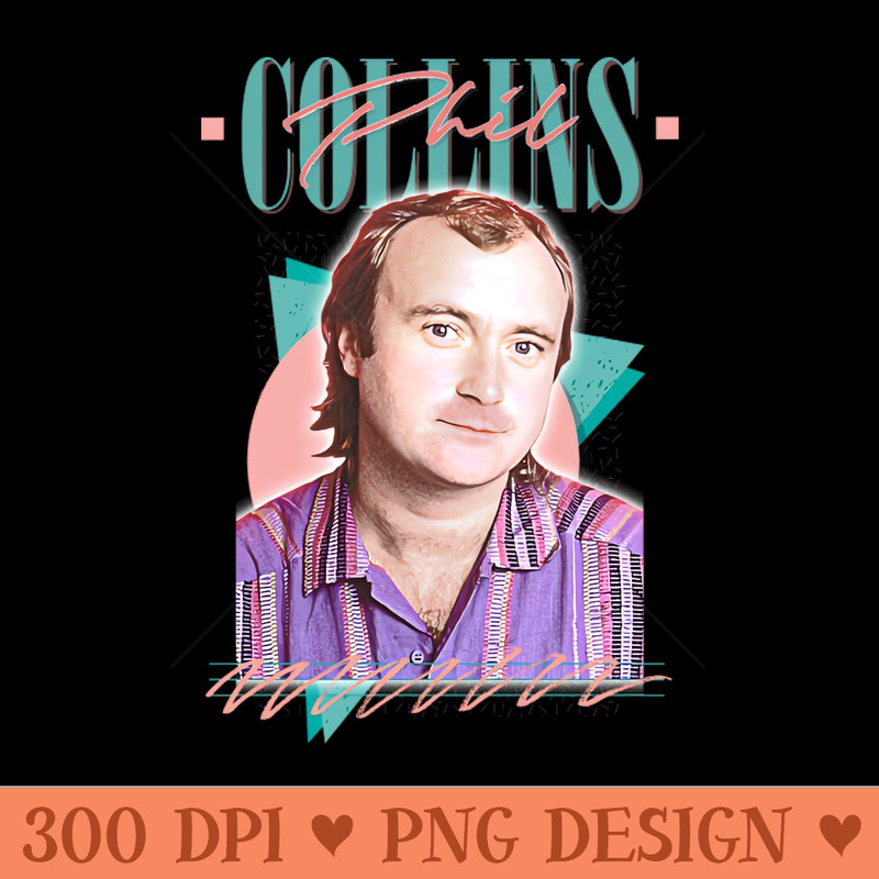 Phil Collins  Retro 80s Aesthetic Fan Design - PNG Download Pack - Unique