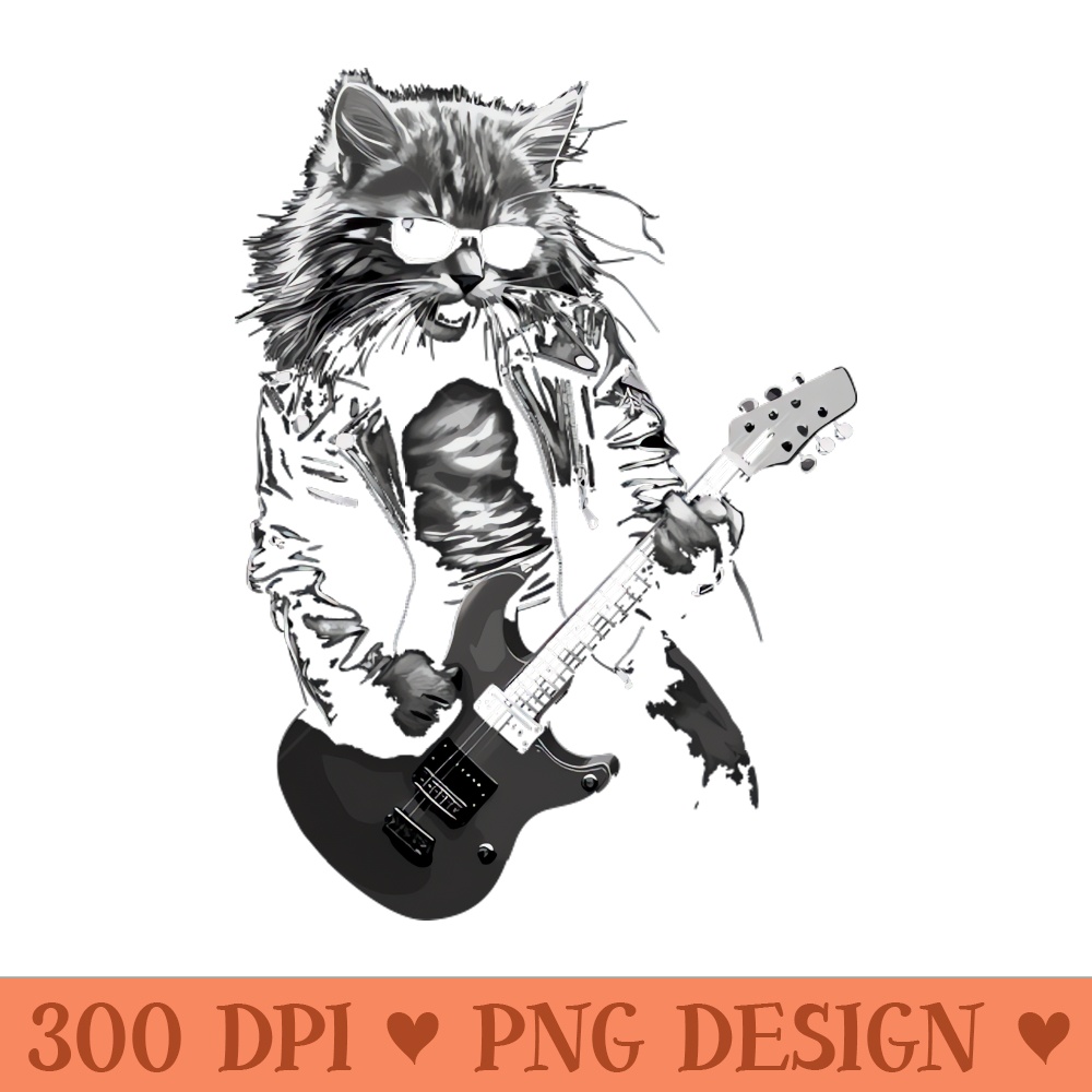 Rock u0026 Roll Music Concert Festival Cat Rock Guitar - PNG Download Pack - High Quality 300 DPI