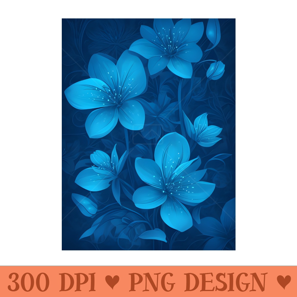 Bioluminescent Blue flower pattern - PNG Download Website - Variety