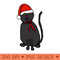 Christmas Kitty Cat Wearing Ribbon and Santa Hat - PNG Printables - Unique