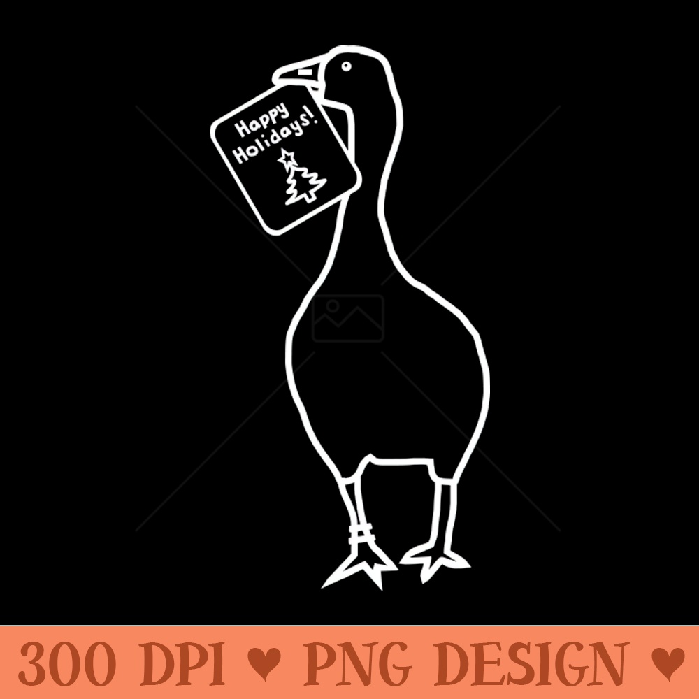 White Line Drawing Annoying Christmas Goose Steals Happy Holidays Card - PNG Download Store - Good Value