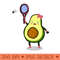 Avocado playing badminton - PNG Graphics - High Quality 300 DPI
