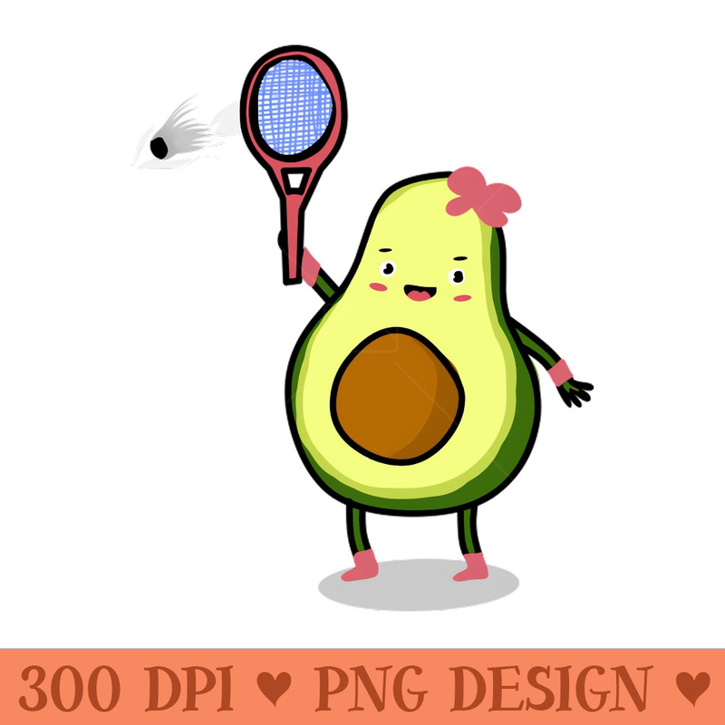 Avocado playing badminton - PNG Graphics - High Quality 300 DPI