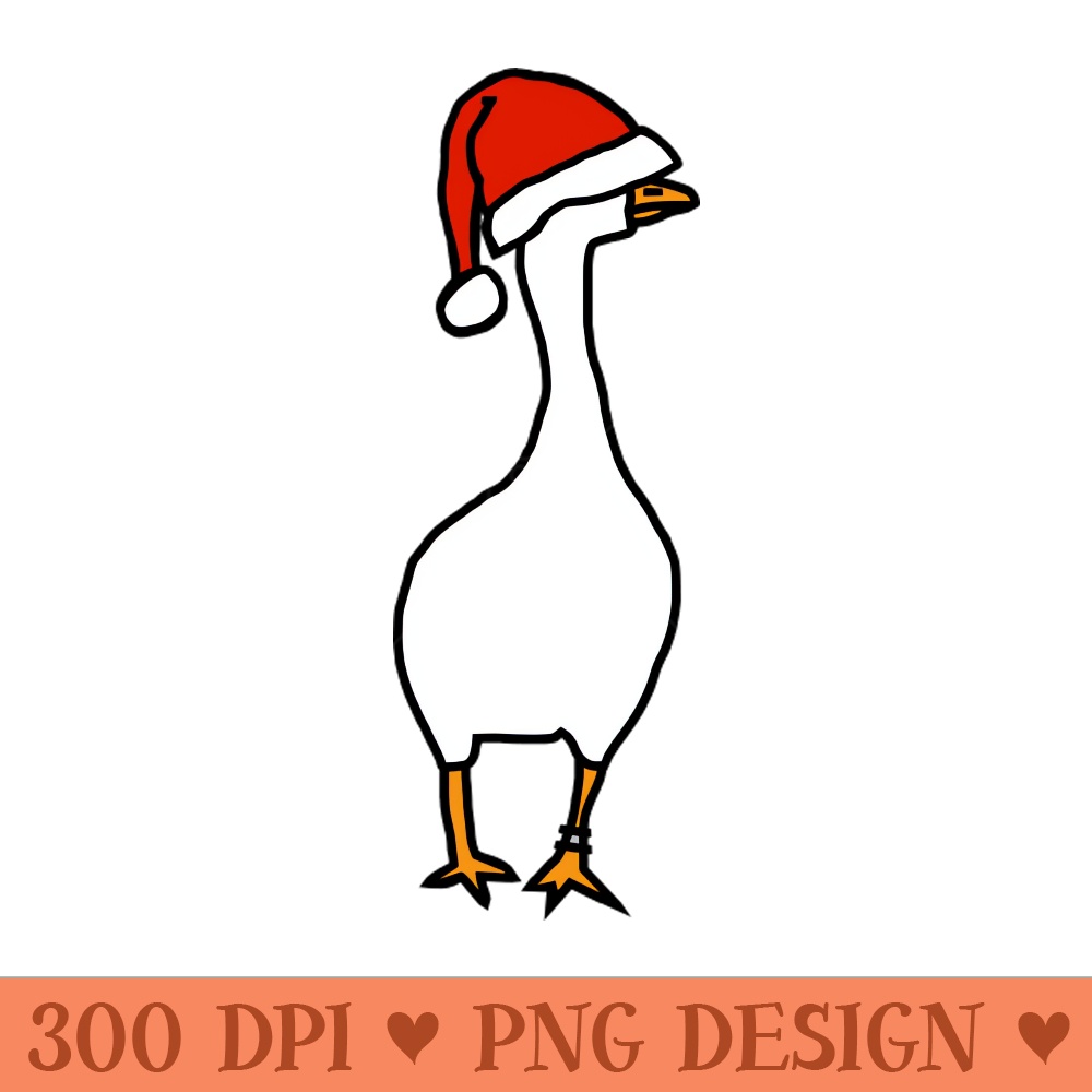 Gaming Goose Wears Stolen Christmas Santa Hat - PNG Artwork - High Quality 300 DPI