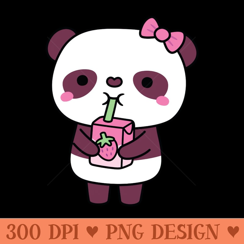 Cute Panda Drinking Strawberry Milk - PNG Download Collection - Good Value