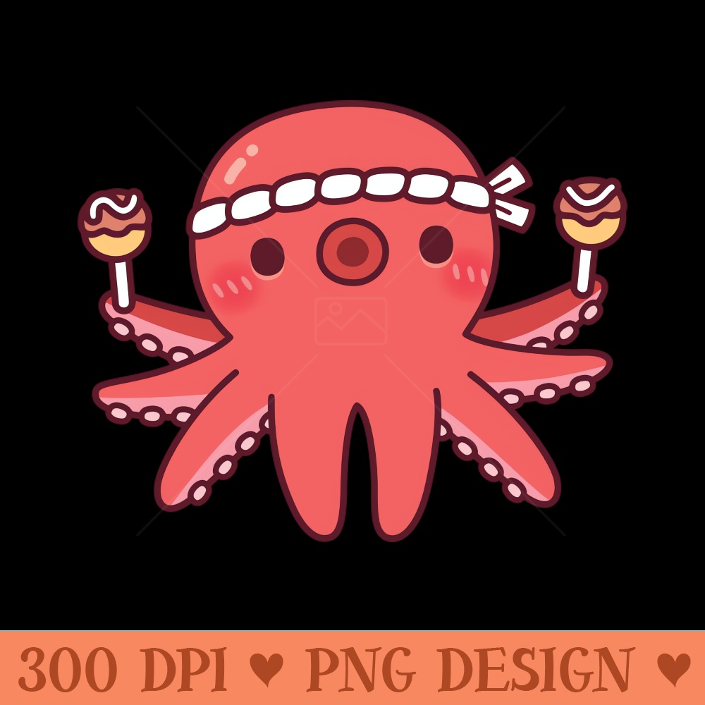 Cute Octopus With Japanese Takoyaki - PNG Design Downloads - Popularity