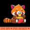Cute Red Panda Eating Noodle Cartoon - PNG Download Website - Flexibility