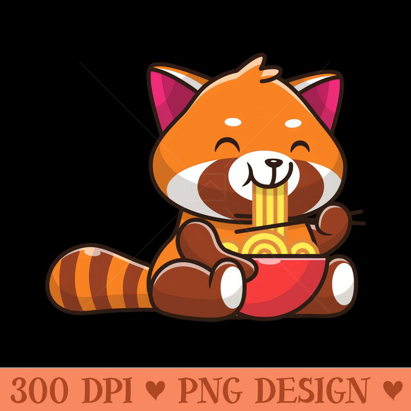 Cute Red Panda Eating Noodle Cartoon - PNG Download Website - Flexibility