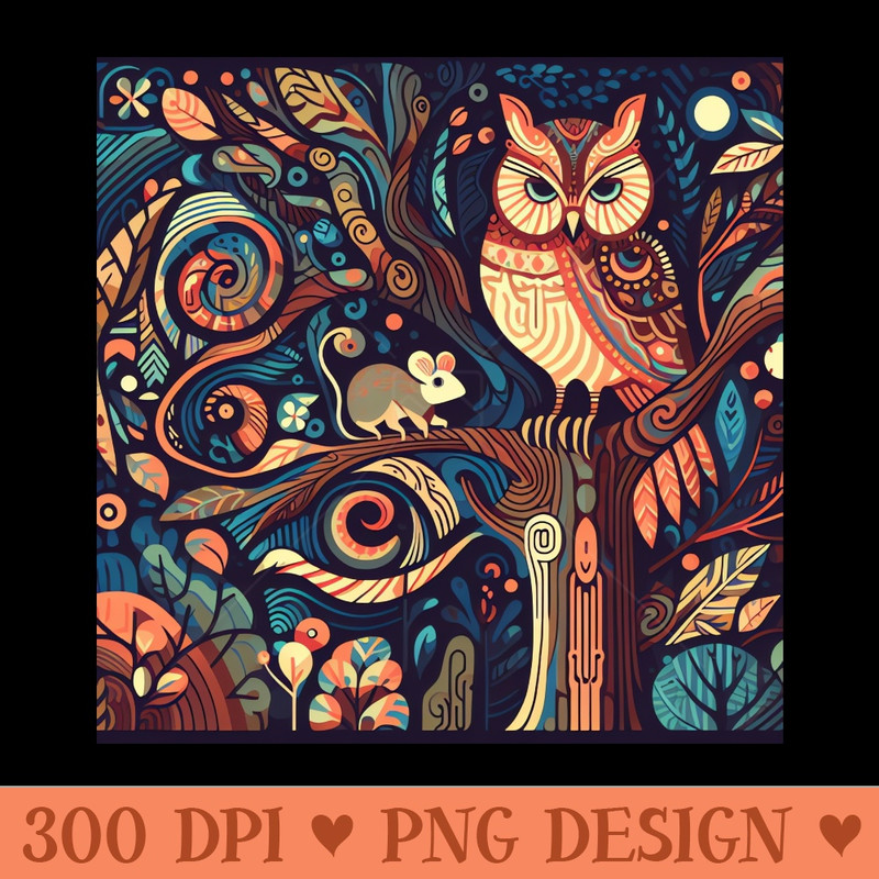Owl and Mouse Art Deco - Premium PNG Downloads - Flexibility