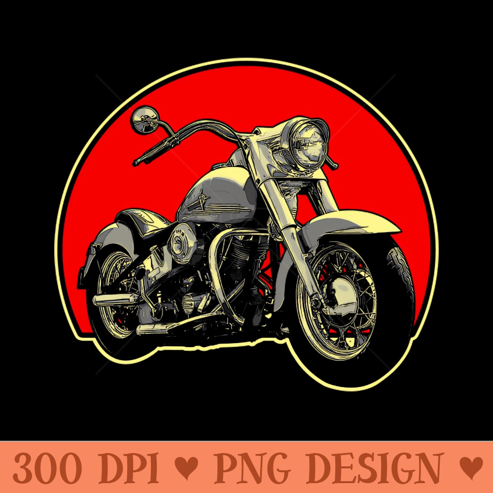1964 Harley-Davidson Retro Red Circle Motorcycle - Digital PNG Download - High Quality 300 DPI