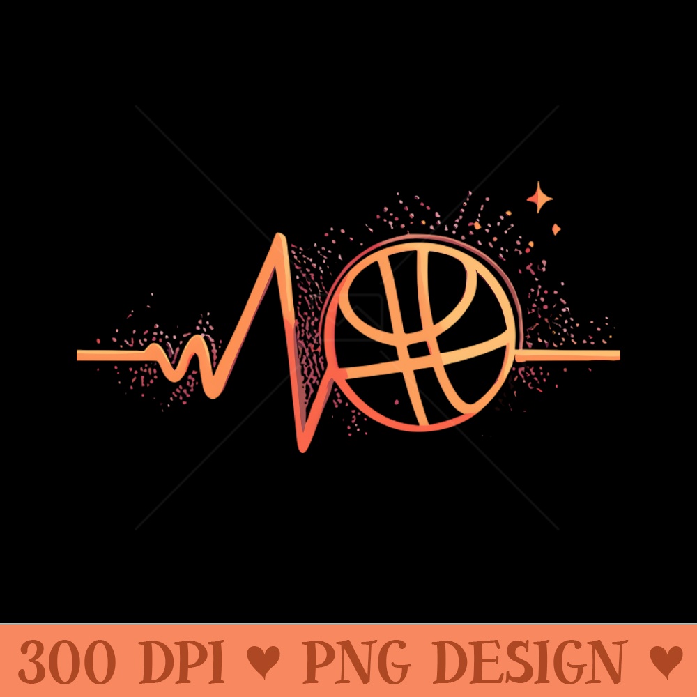 Basketball Love Basketball Heartbeat Sports Fan - PNG Graphics - High Quality 300 DPI