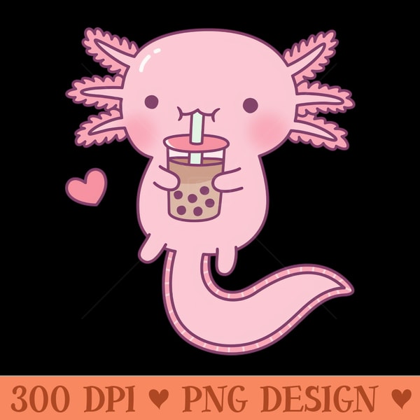 Cute Axolotl Loves Boba Tea - Download PNG Graphics - Professional Design