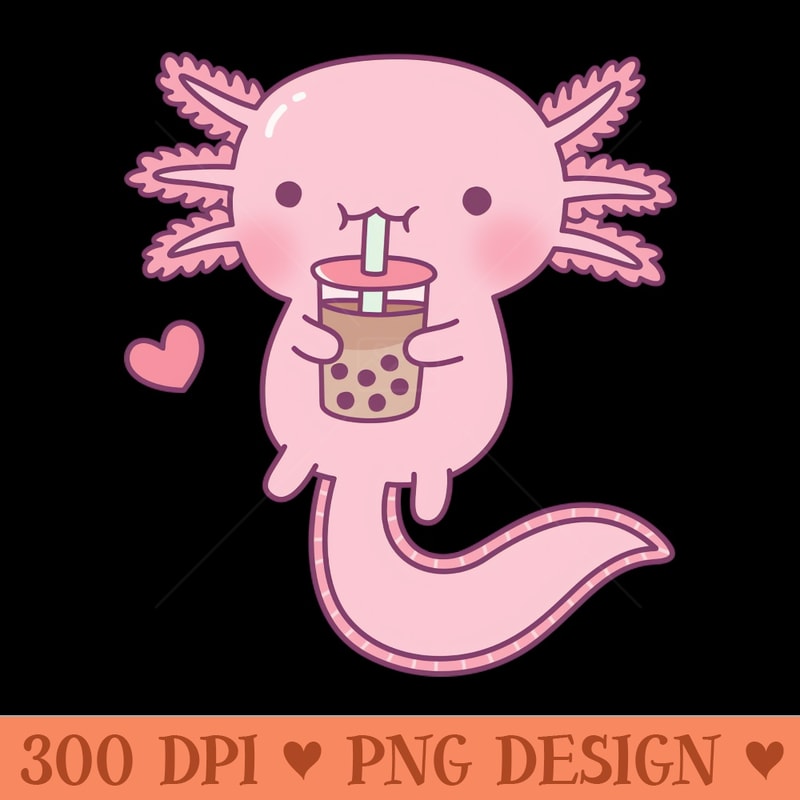 Cute Axolotl Loves Boba Tea - Download PNG Graphics - Professional Design