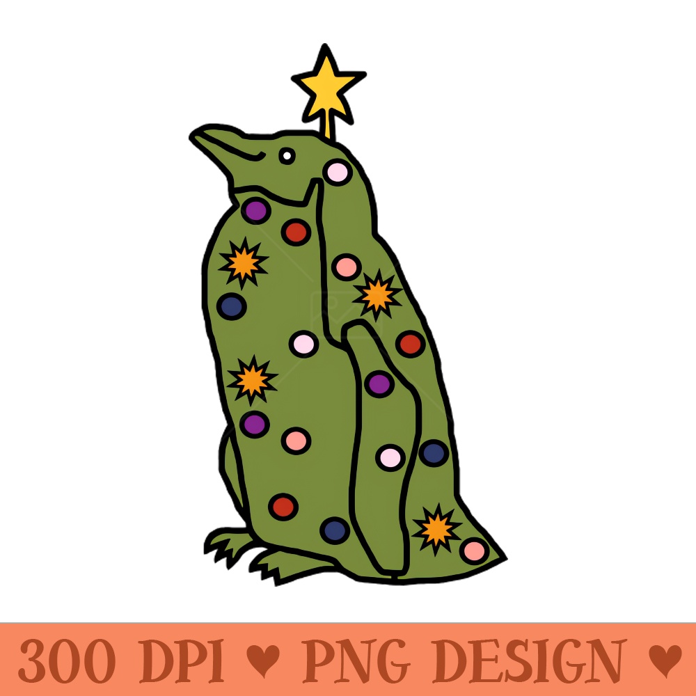 Funny Christmas Tree Penguin - PNG Artwork - High Quality 300 DPI