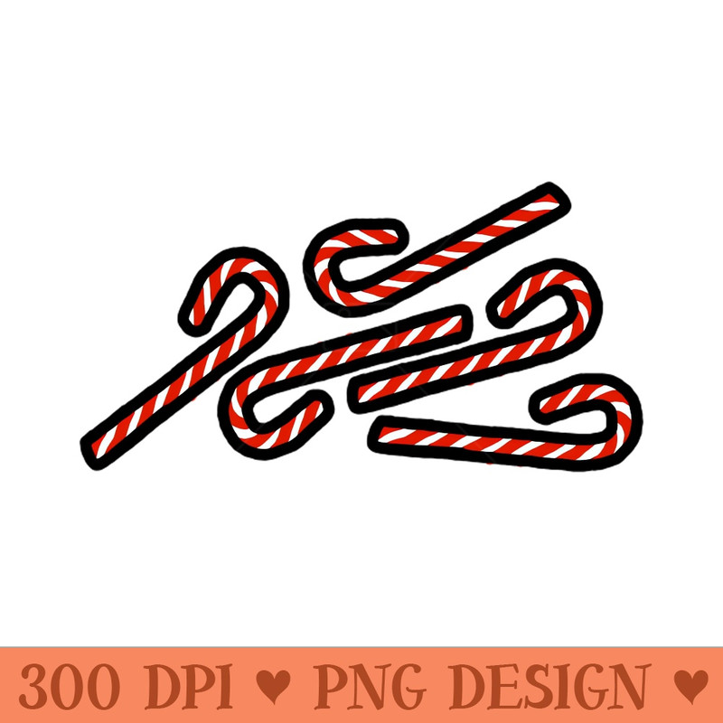 Five Christmas Candy Canes - Sublimation PNG - High Quality 300 DPI