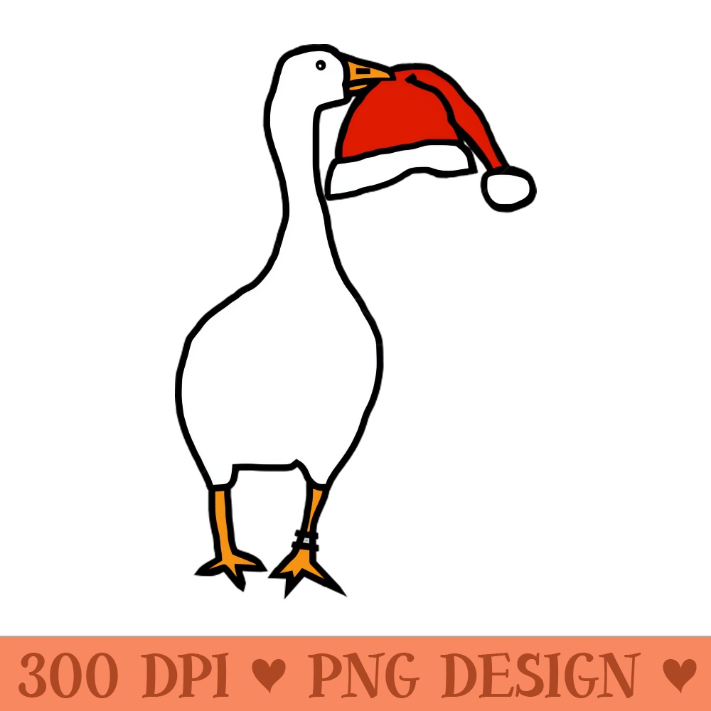 White Goose Steals Christmas Santa Hat - PNG Illustrations - Flexibility