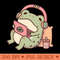 Cute Toad Chilling With Laptop and Boba Tea - PNG Download Collection - Customer Support