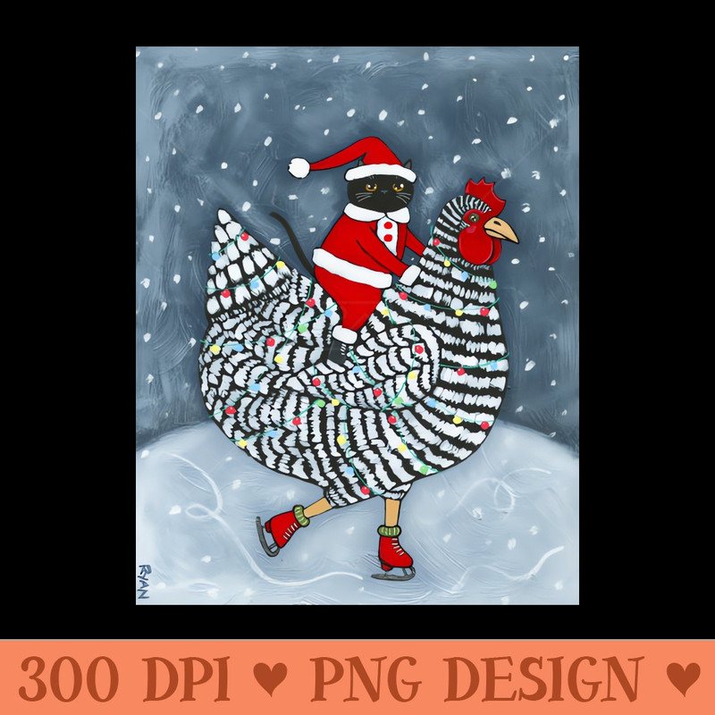Ice Skating Christmas Chicken - Sublimation PNG - High Quality 300 DPI