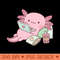 Cute Axolotl Chilling with Laptop And Snacks - PNG Clipart - Popularity