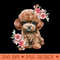 Cute Miniature Toy Poodle With Flowers Watercolor Art - Sublimation PNG - Convenience
