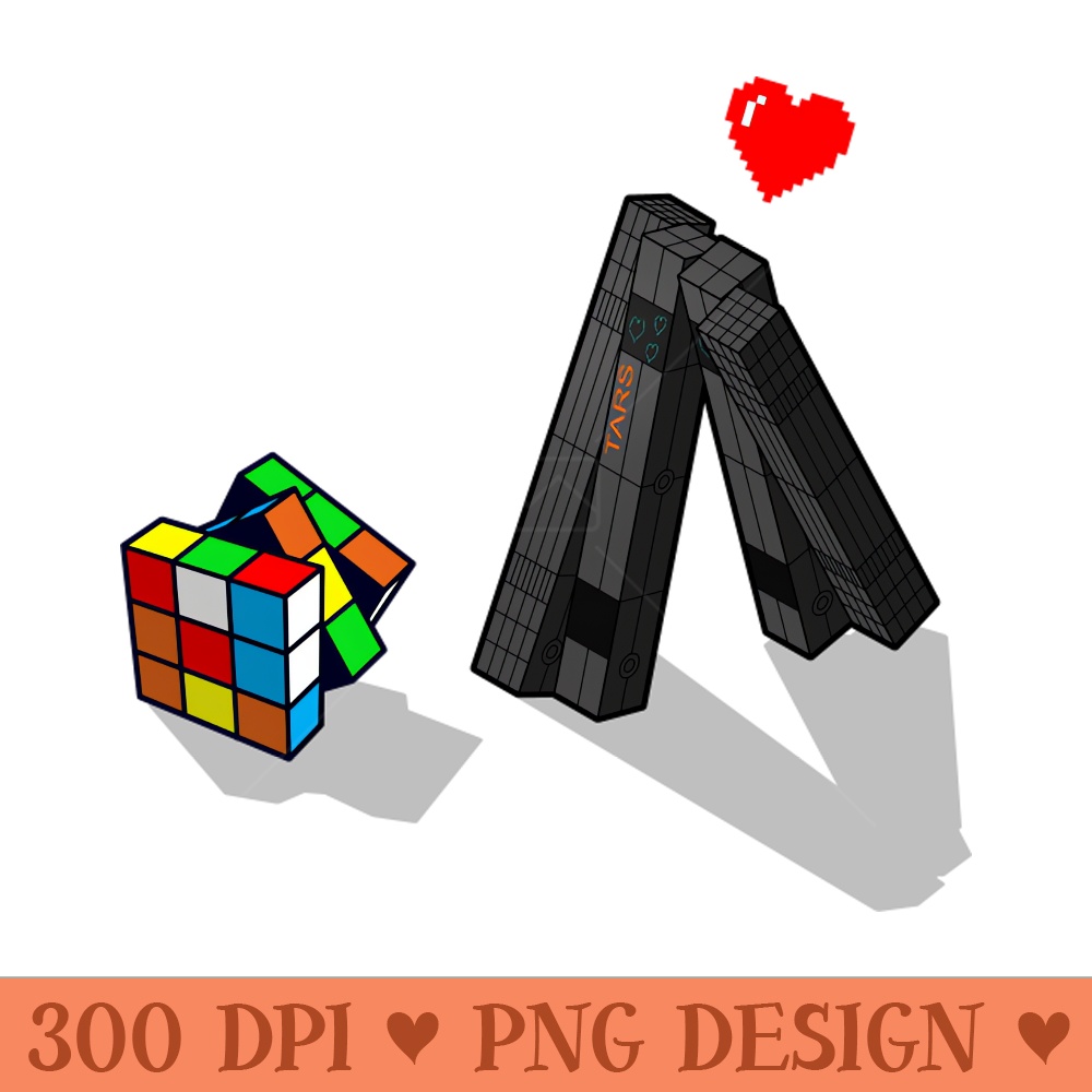 Interstellar Attraction Funny Sci-fi Movie Robot AI Meets Retro Toy Rubik's Cube - PNG Artwork - Variety