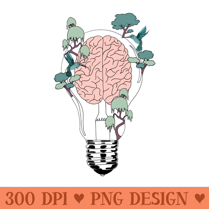 Neurology design brain light bulb - PNG Illustrations - Unique