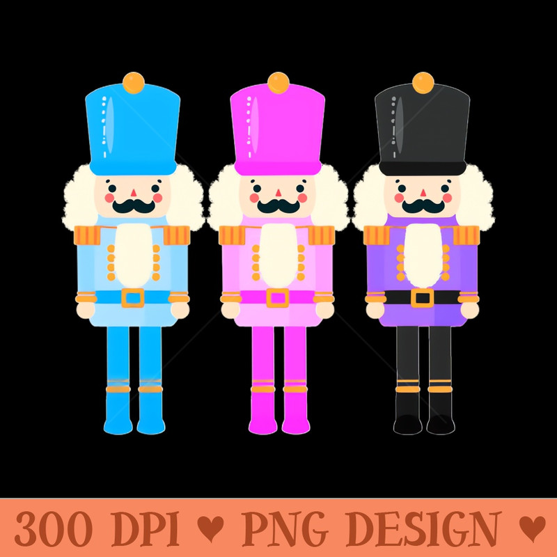 Colorful Nutcracker Trio - Christmas Nutcrackers - Blue, Pink, and Purple - Graphic Art Illustration - Holiday Decor - PNG Download - Variety