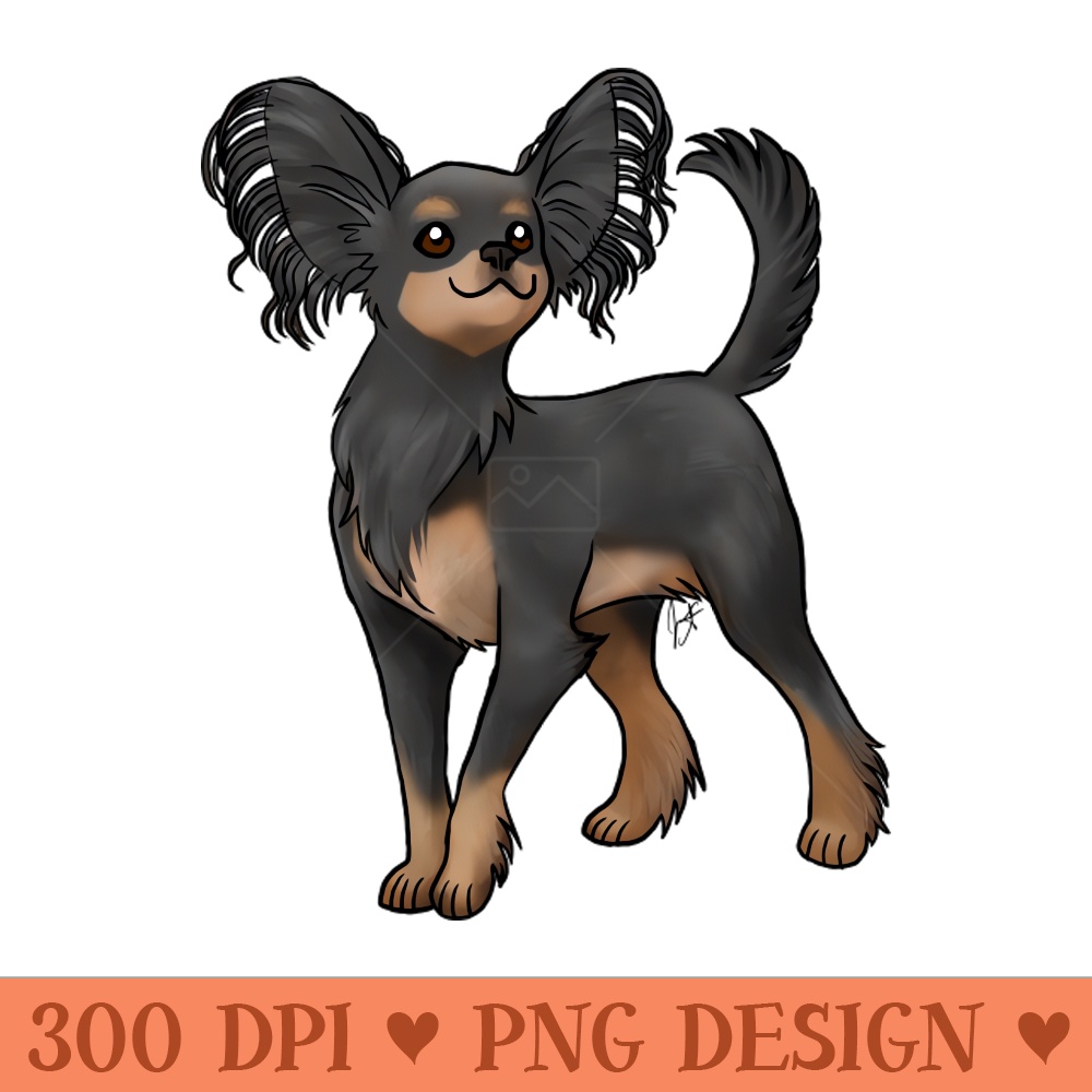 Dog - Russian Toy - Long Hair Black and Tan - Downloadable PNG - Good Value