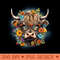 Highland Cow with Flowers -  - Convenience