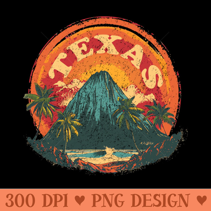 Texas Tourist Volcano Vintage - PNG Graphics - Professional Design