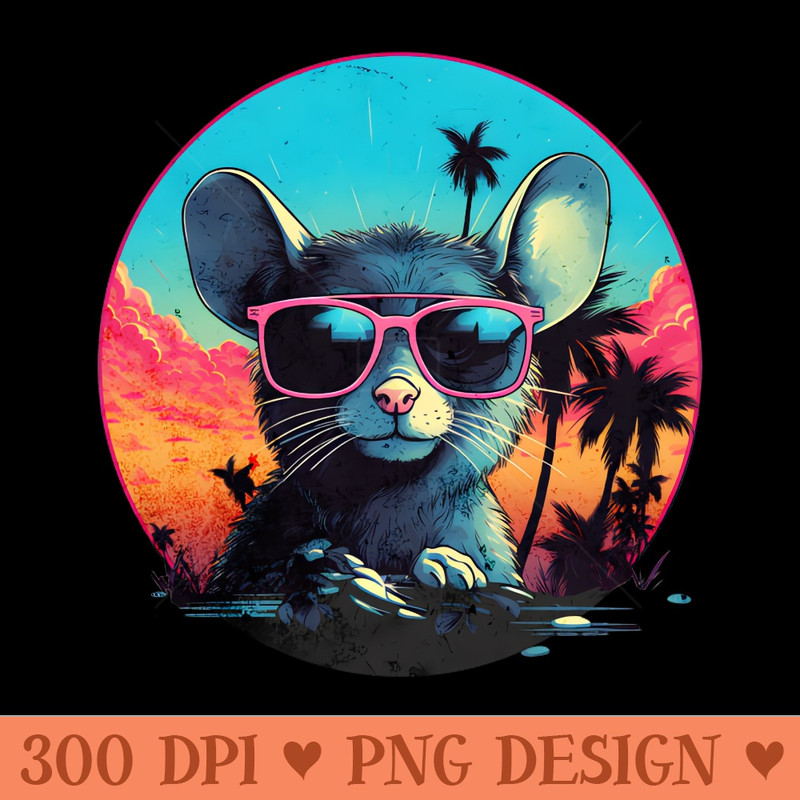 Retro Wave Chillout Grey Mouse - PNG Downloadable Resources - Unique