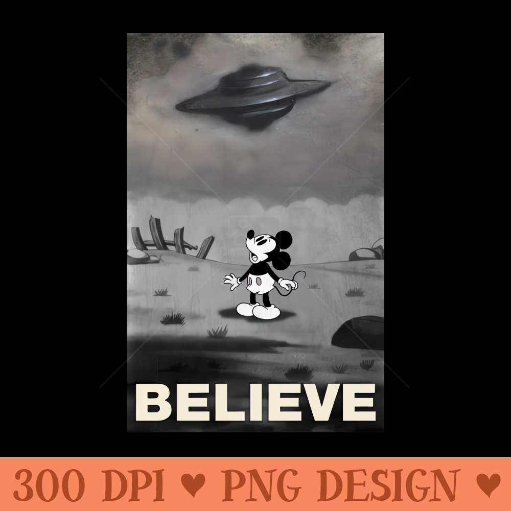 UFO I want to Believe Mickey Mouse Parody - PNG Download Collection - Good Value