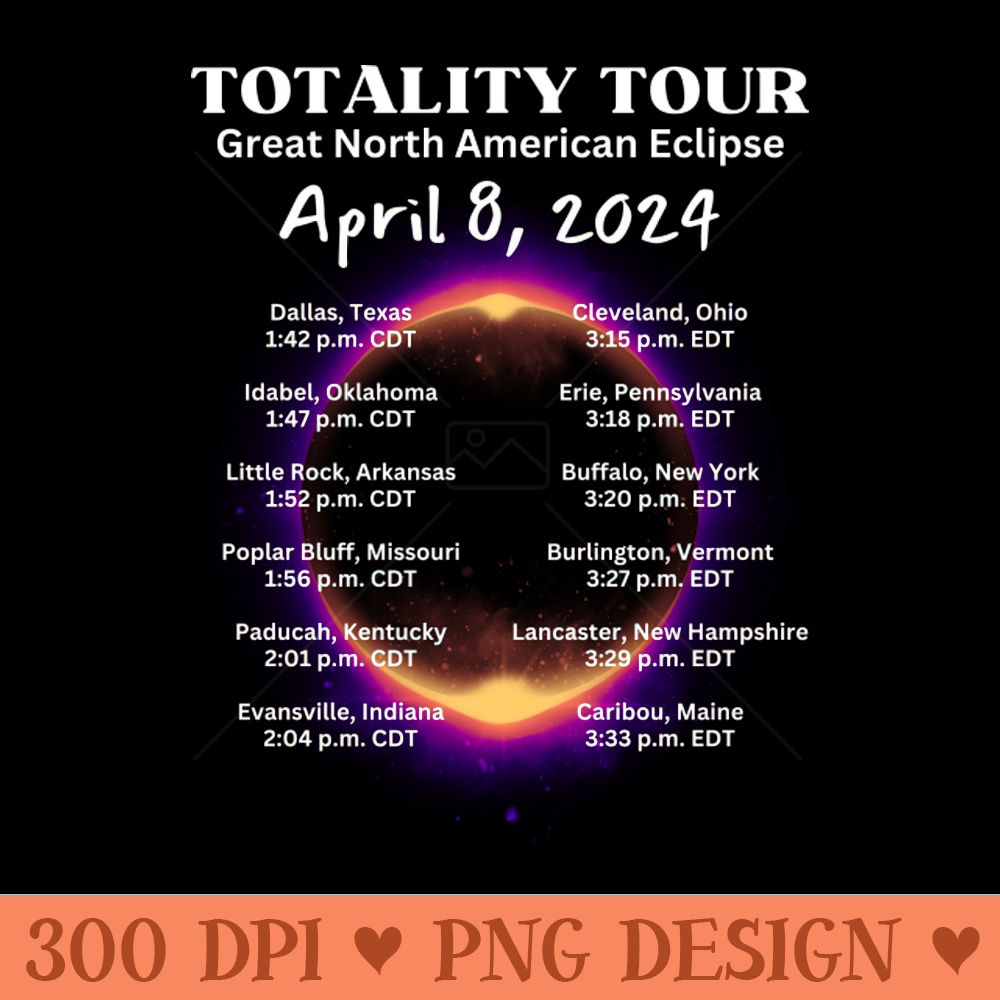 2024 Total Solar Sun Eclipse April 8 Path Of The Eclipse - PNG Clipart - Professional Design