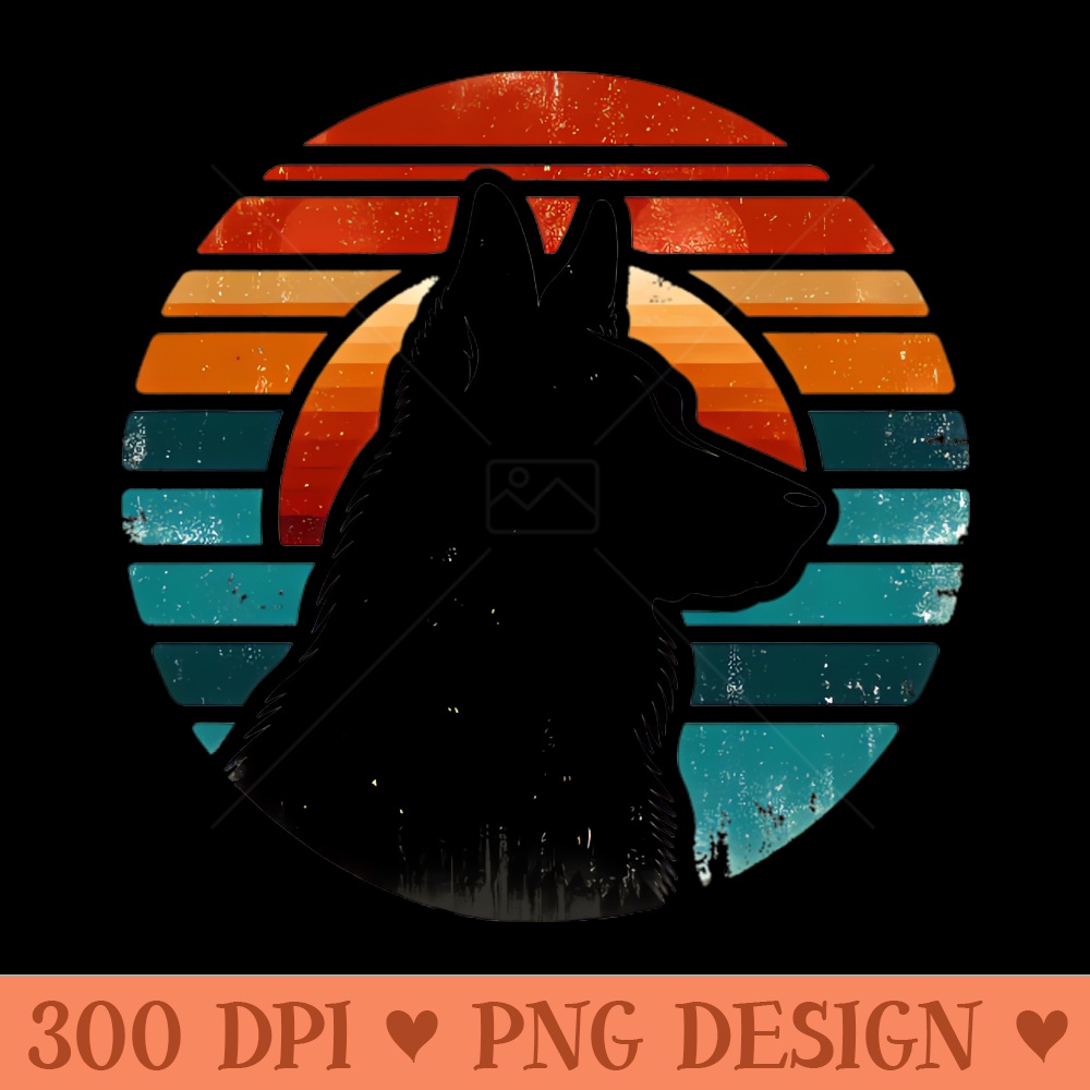 German Shepherd Dog Vintage Distressed Sunset - PNG Downloadable Art - Convenience
