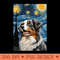 Adorable Australian Shepherd Dog Breed Painting in a Van Gogh Starry Night Art Style - Download PNG Graphics - Customer Support