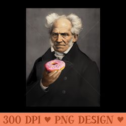 arthur schopenhauer with a pink sprinkle doughnut. - png clipart