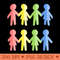 Rainbow Paper People Chain - Digital PNG Art - Variety