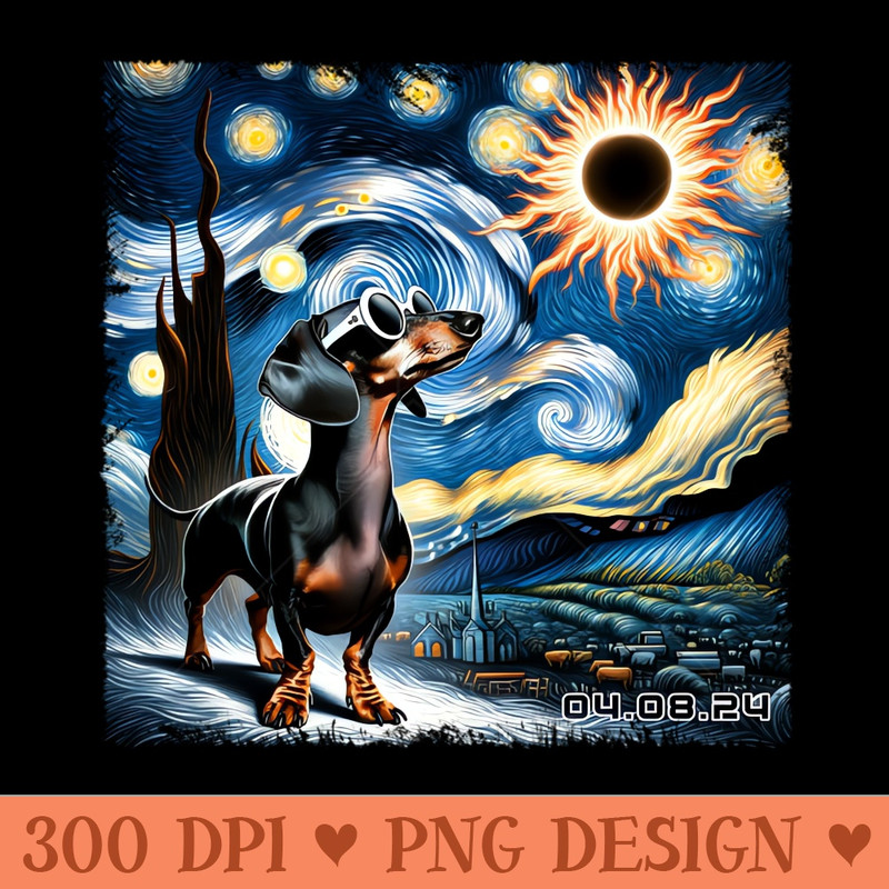 Dachshund Eclipse Expedition Stylish Tee Featuring Spirited Wiener Dogs - PNG Download Website - Professional Design